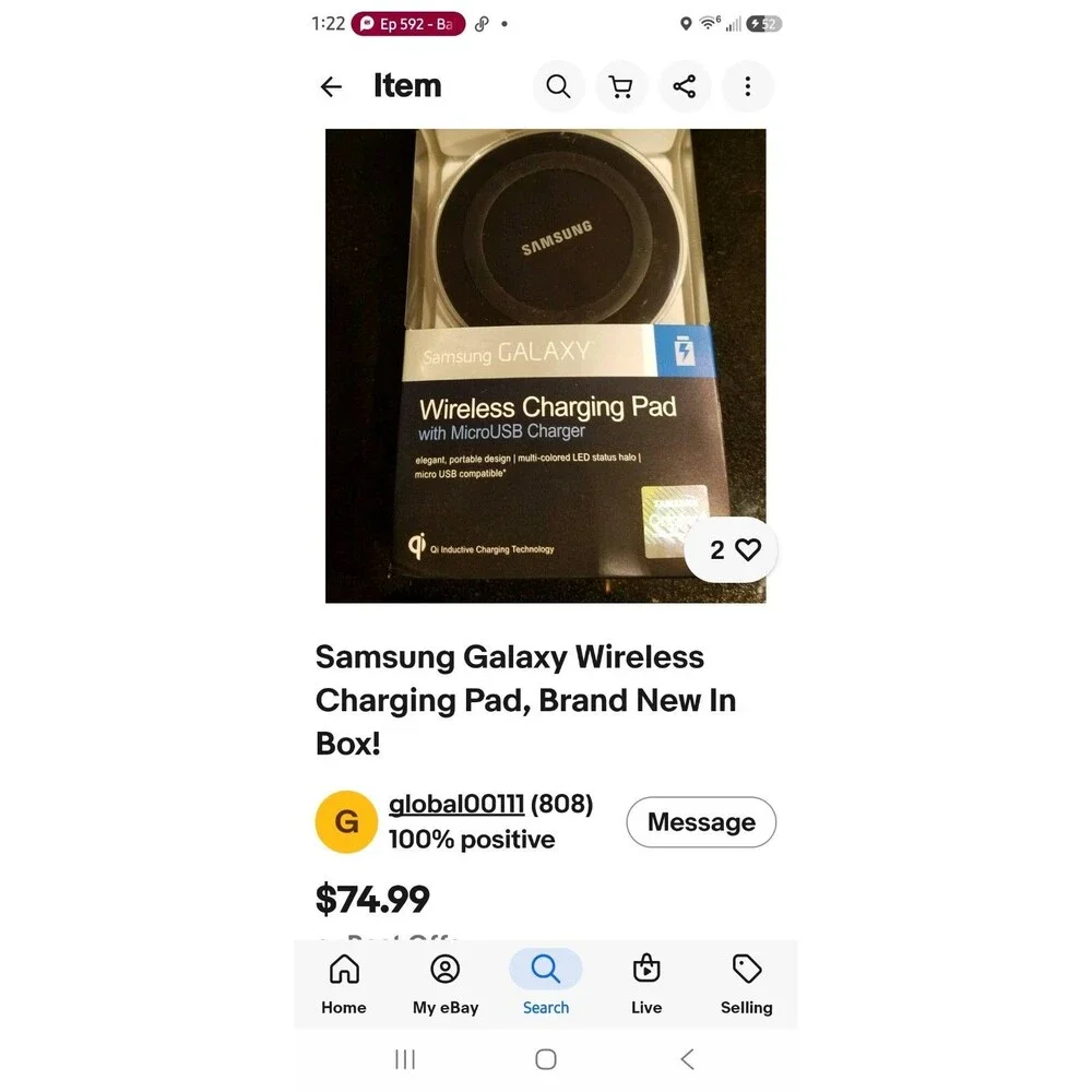 Samsung Galaxy Wireless Charging Pad in Box.   Color Black.   Pre-Owned.